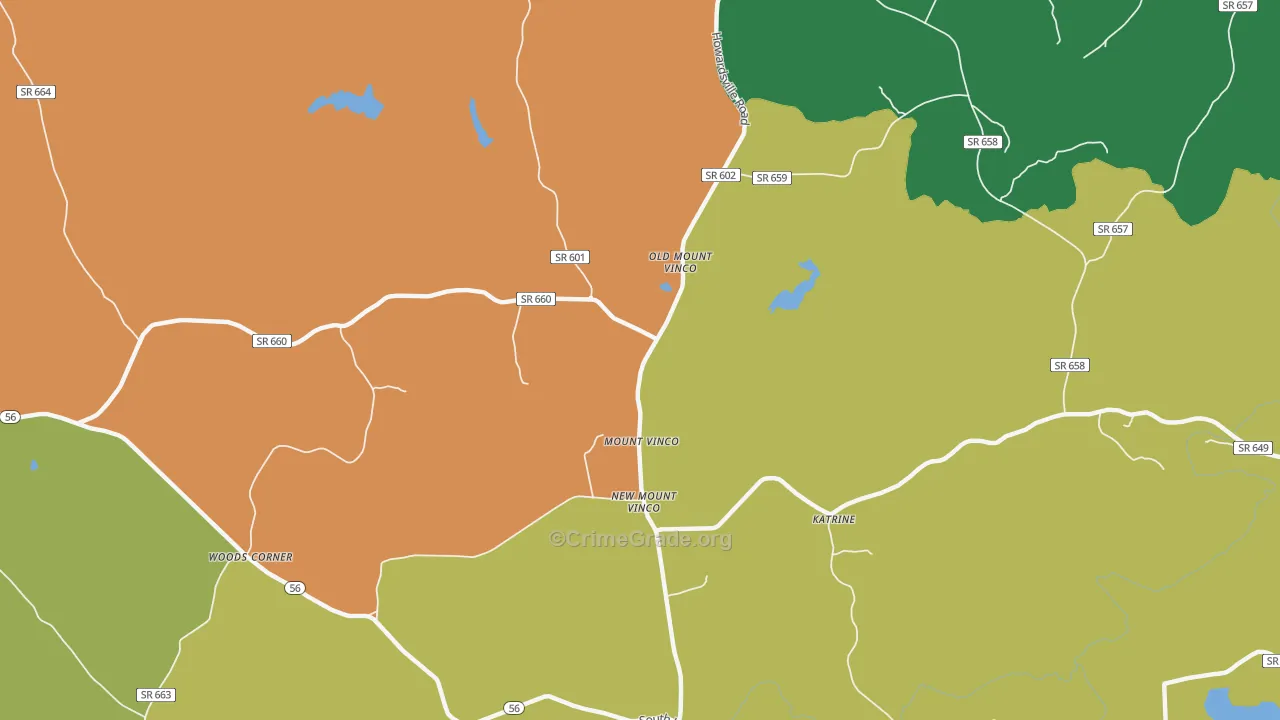 Mount Vinco, VA Map of Assault Rates