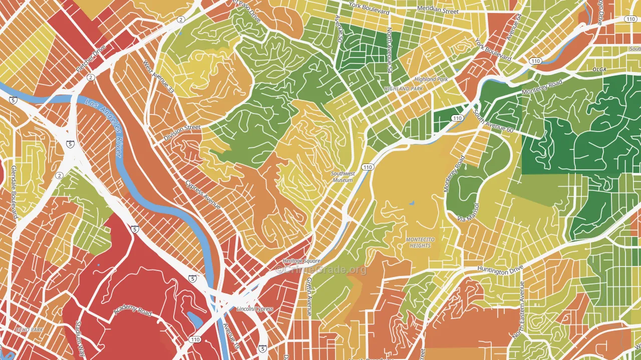 Mount Washington, Los Angeles, CA Map of Assault Rates