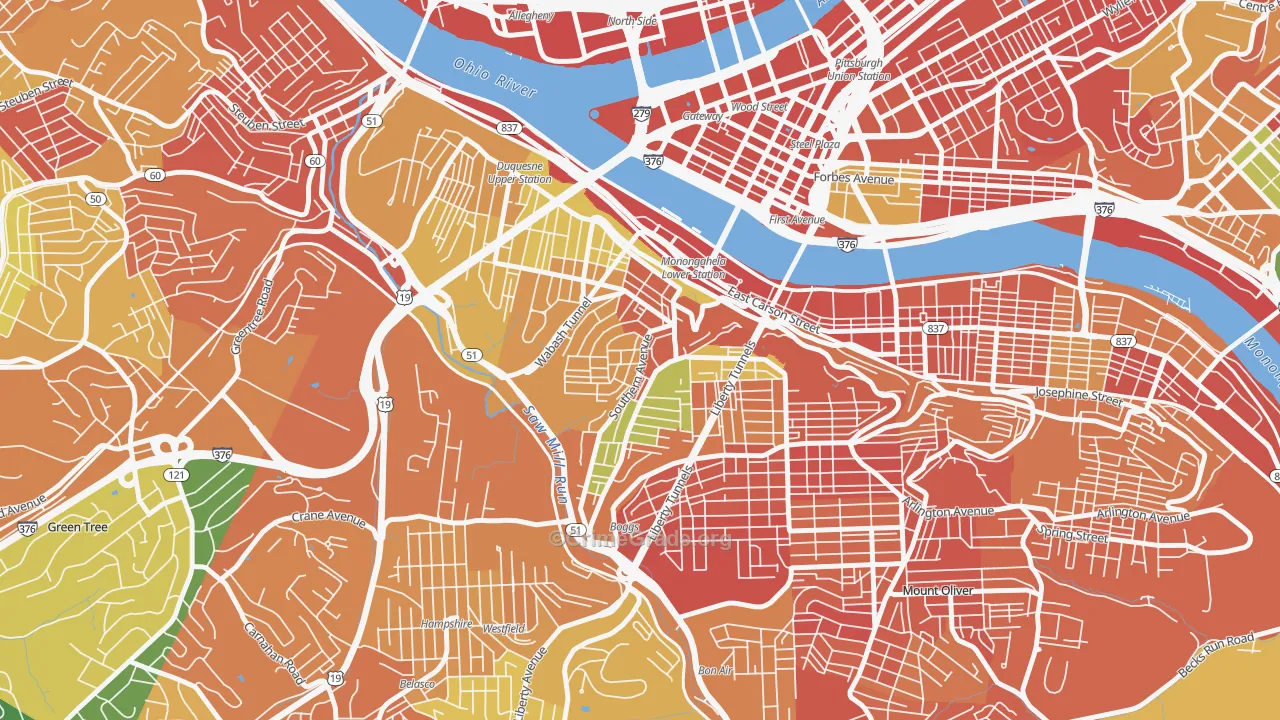 Mount Washington, Pittsburgh, PA Map of Assault Rates