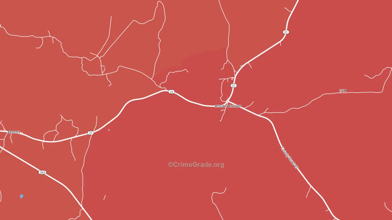Mount Willing, AL Map of Assault Rates