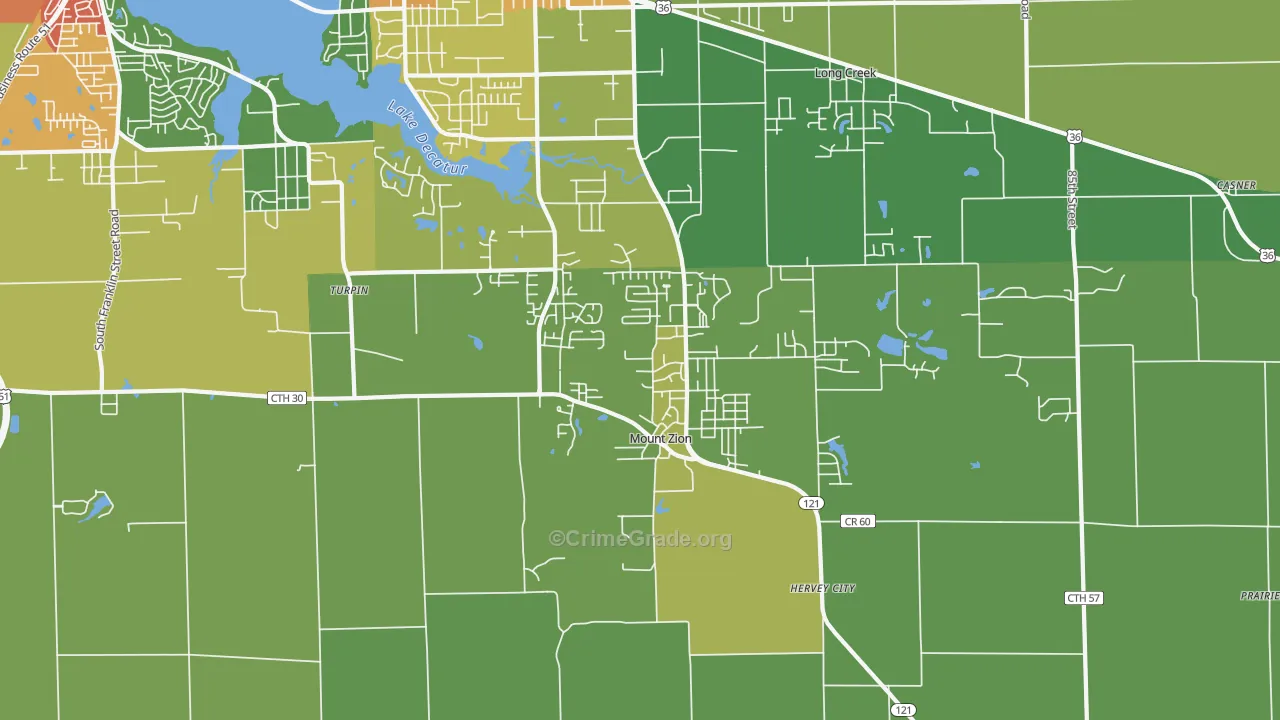 Mount Zion, IL Map of Assault Rates
