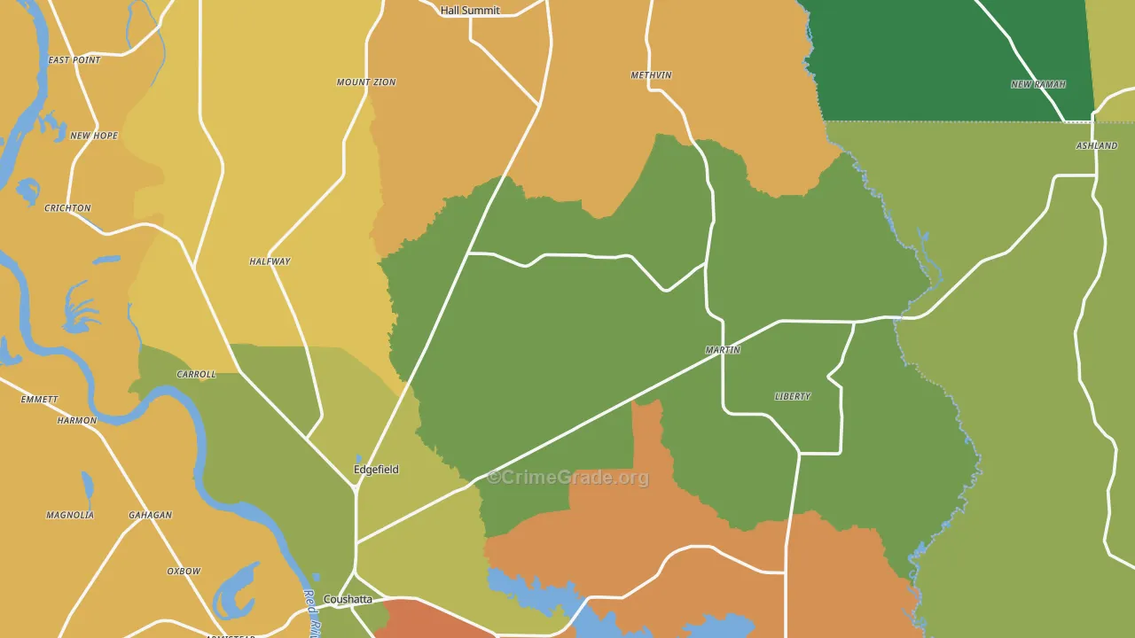 Mount Zion, LA Map of Assault Rates