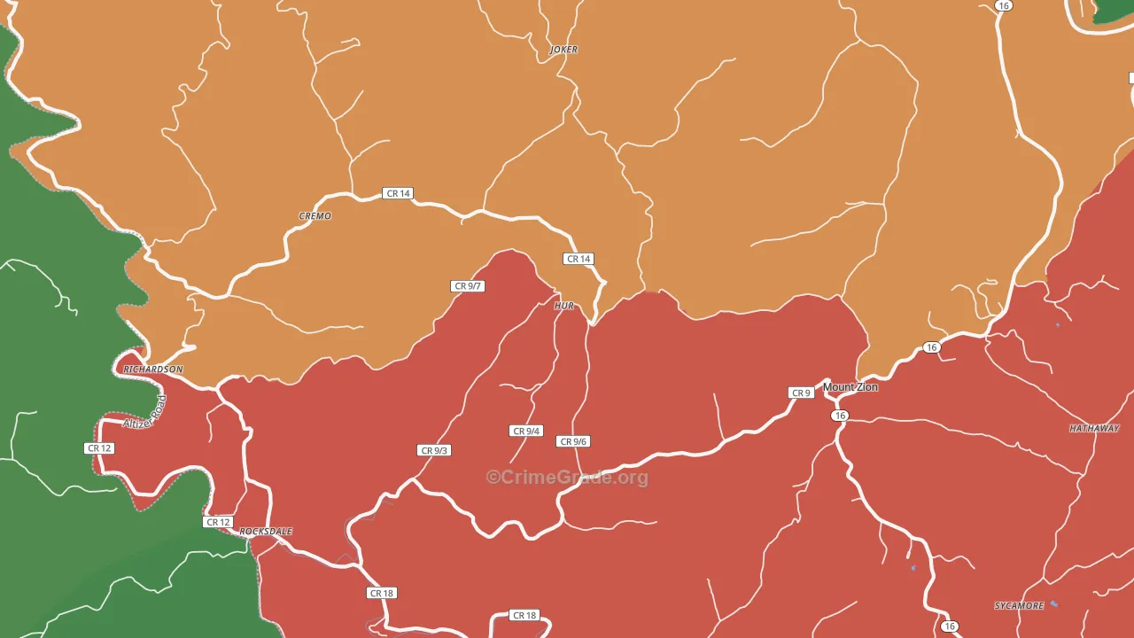 Mount Zion, WV Map of Assault Rates