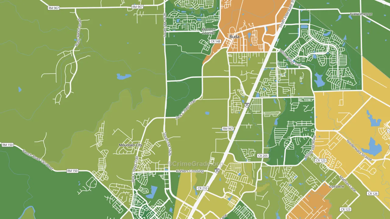 Mountain City, TX Map of Assault Rates