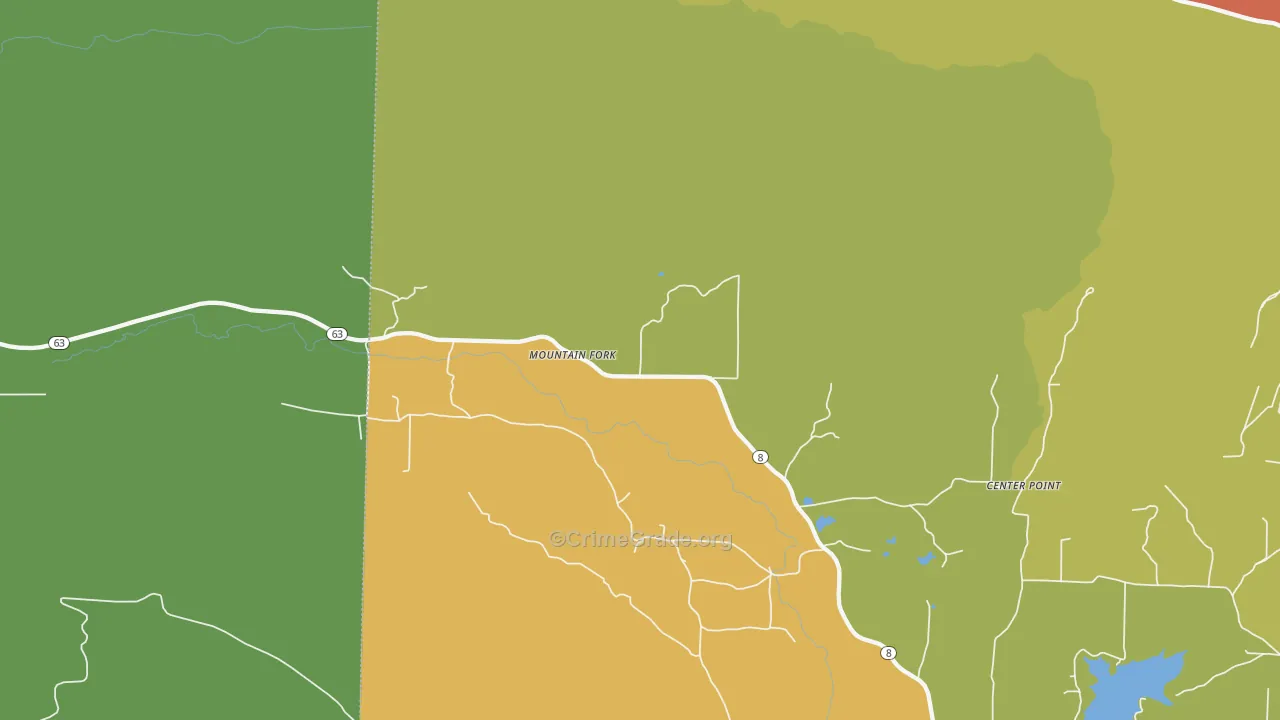 Mountain Fork, AR Map of Assault Rates