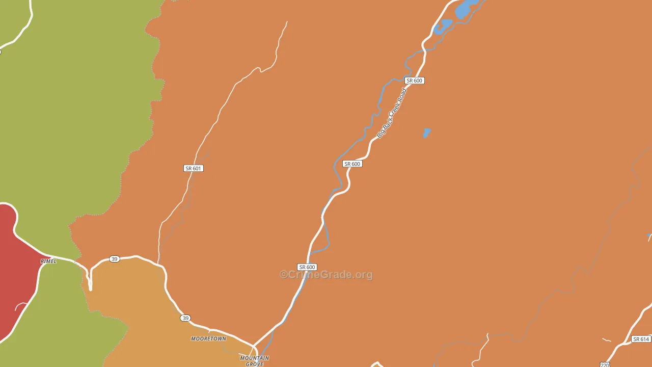 Mountain Grove, VA Map of Assault Rates