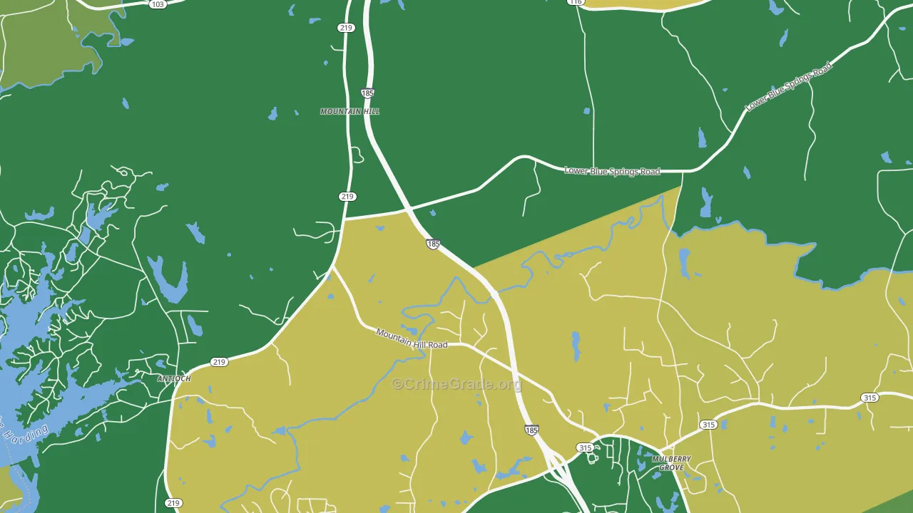 Mountain Hill, GA Map of Assault Rates