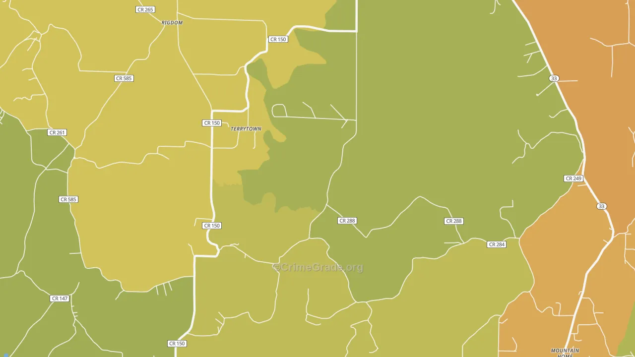 Mountain Home, AL Map of Assault Rates