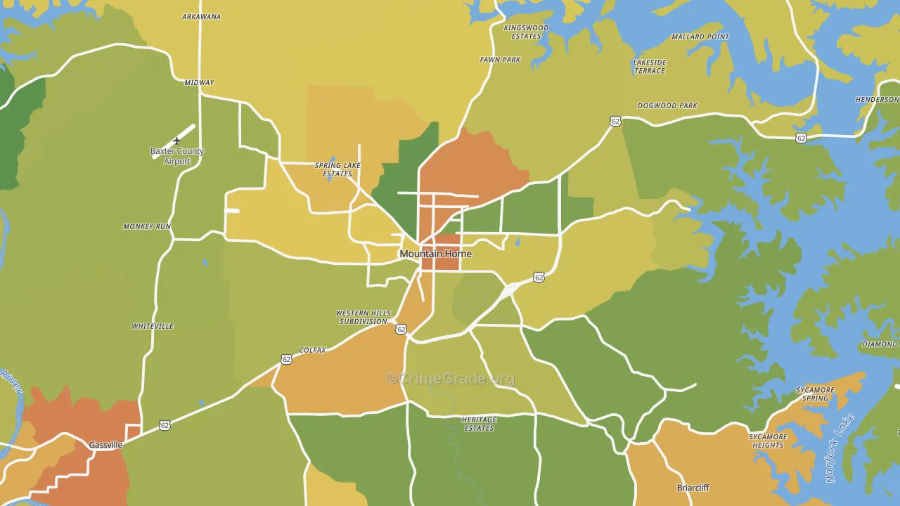 Mountain Home, AR Map of Assault Rates