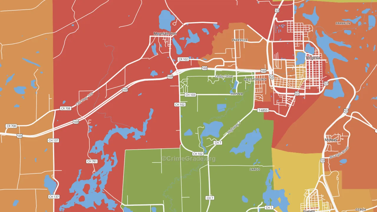 Mountain Iron, MN Map of Assault Rates