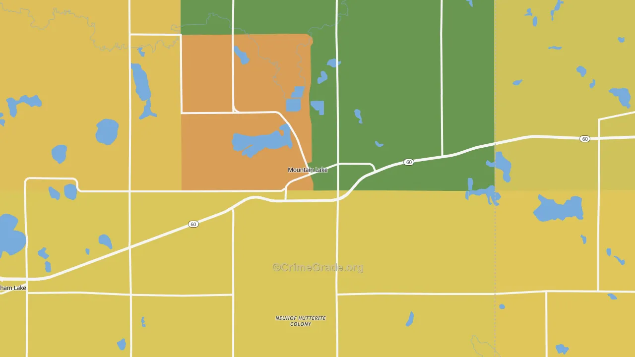 Mountain Lake, MN Map of Assault Rates