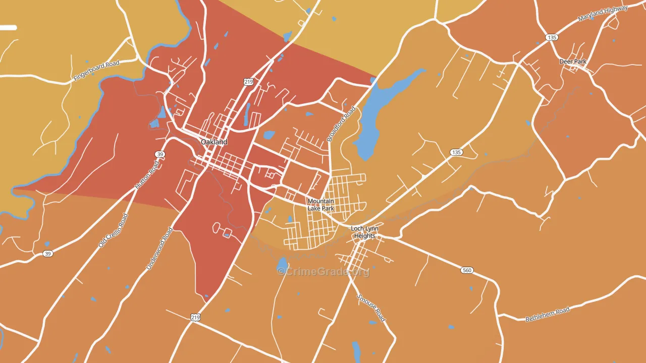 Mountain Lake Park, MD Map of Assault Rates