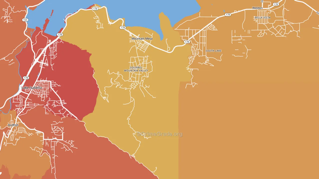 Mountain Mesa, CA Map of Assault Rates