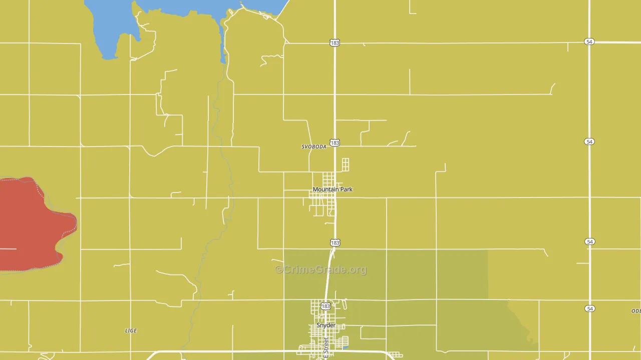 Mountain Park, OK Map of Assault Rates