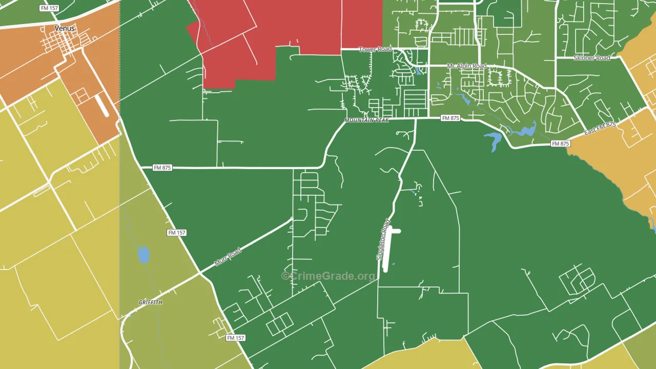 Mountain Peak, TX Map of Assault Rates