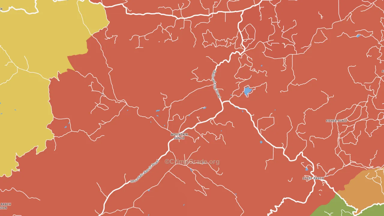 Mountain Ranch, CA Map of Assault Rates