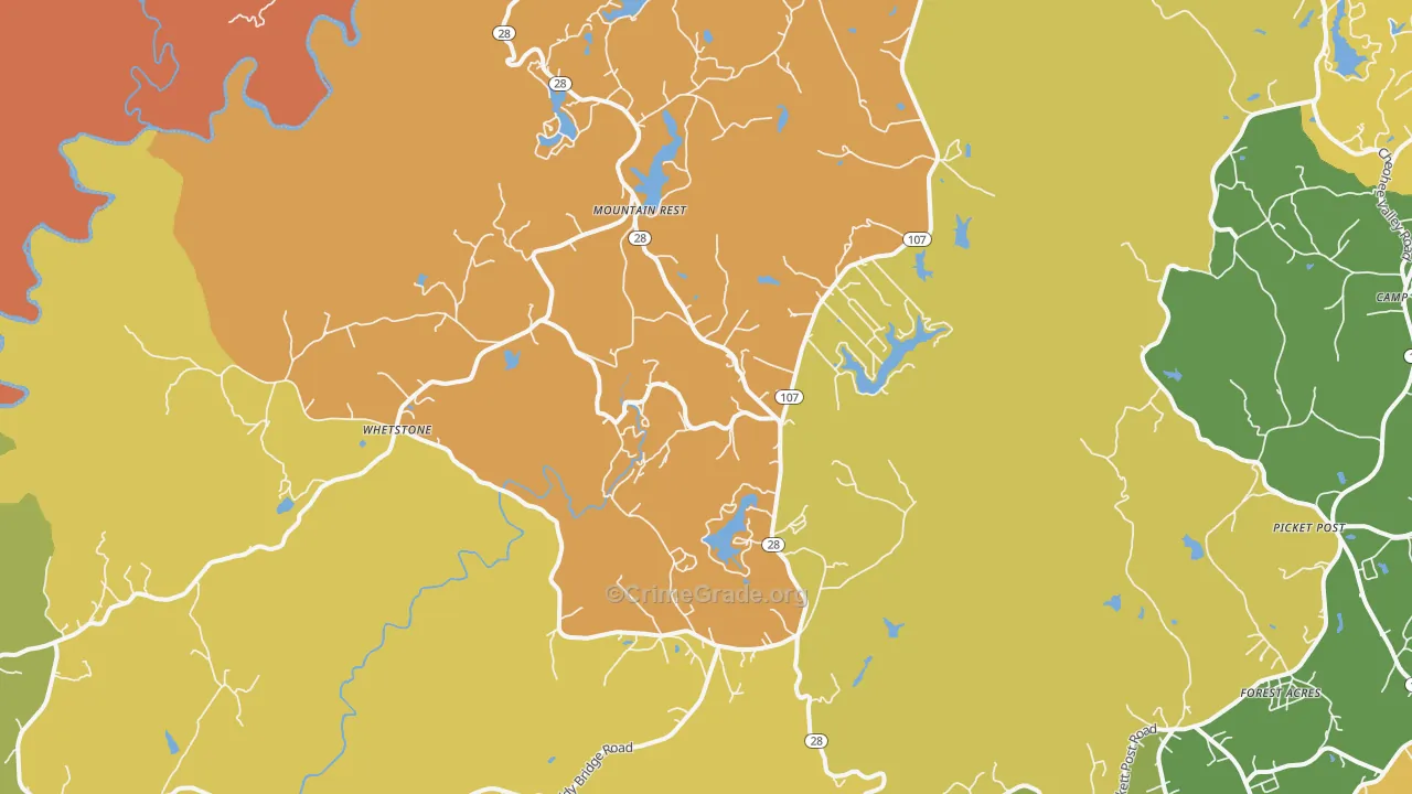 Mountain Rest, SC Map of Assault Rates