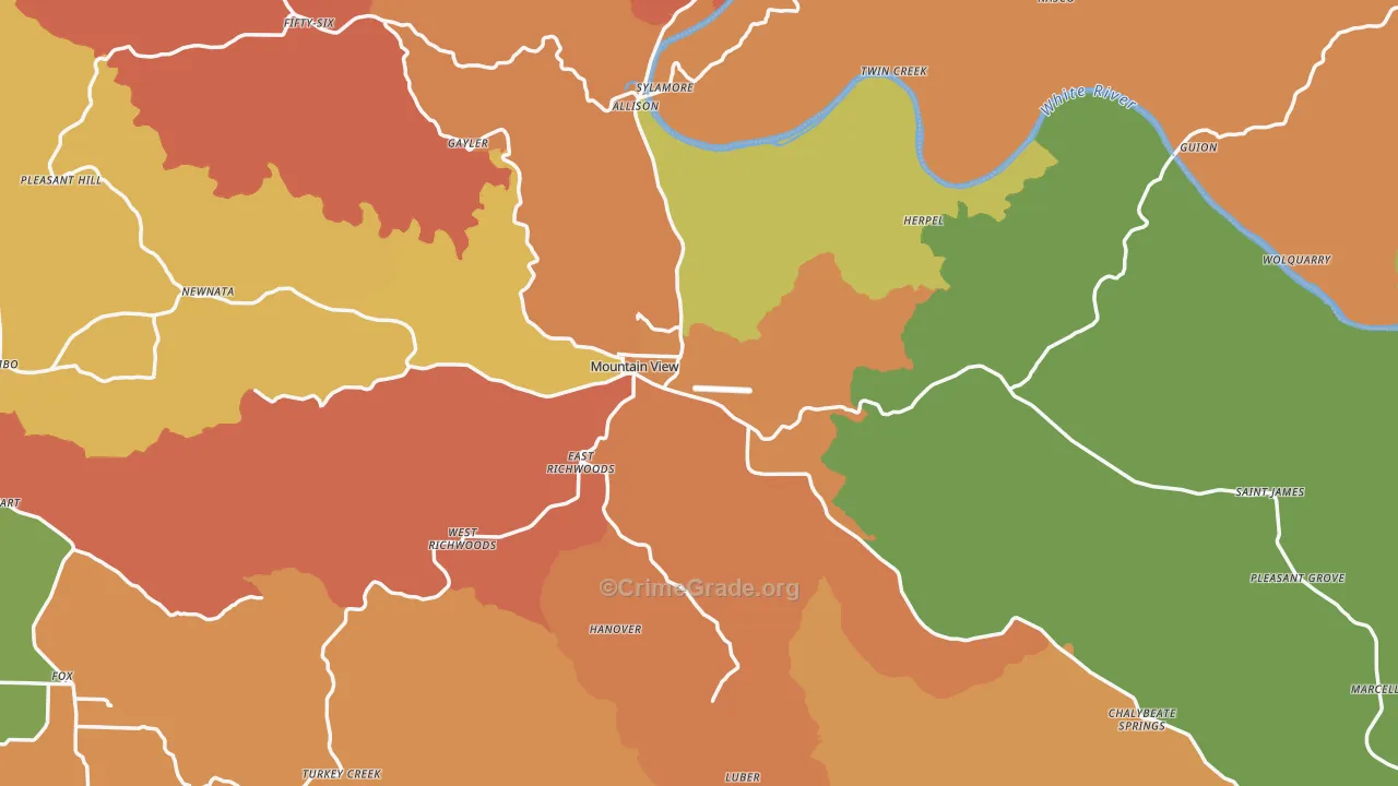 Mountain View, AR Map of Assault Rates