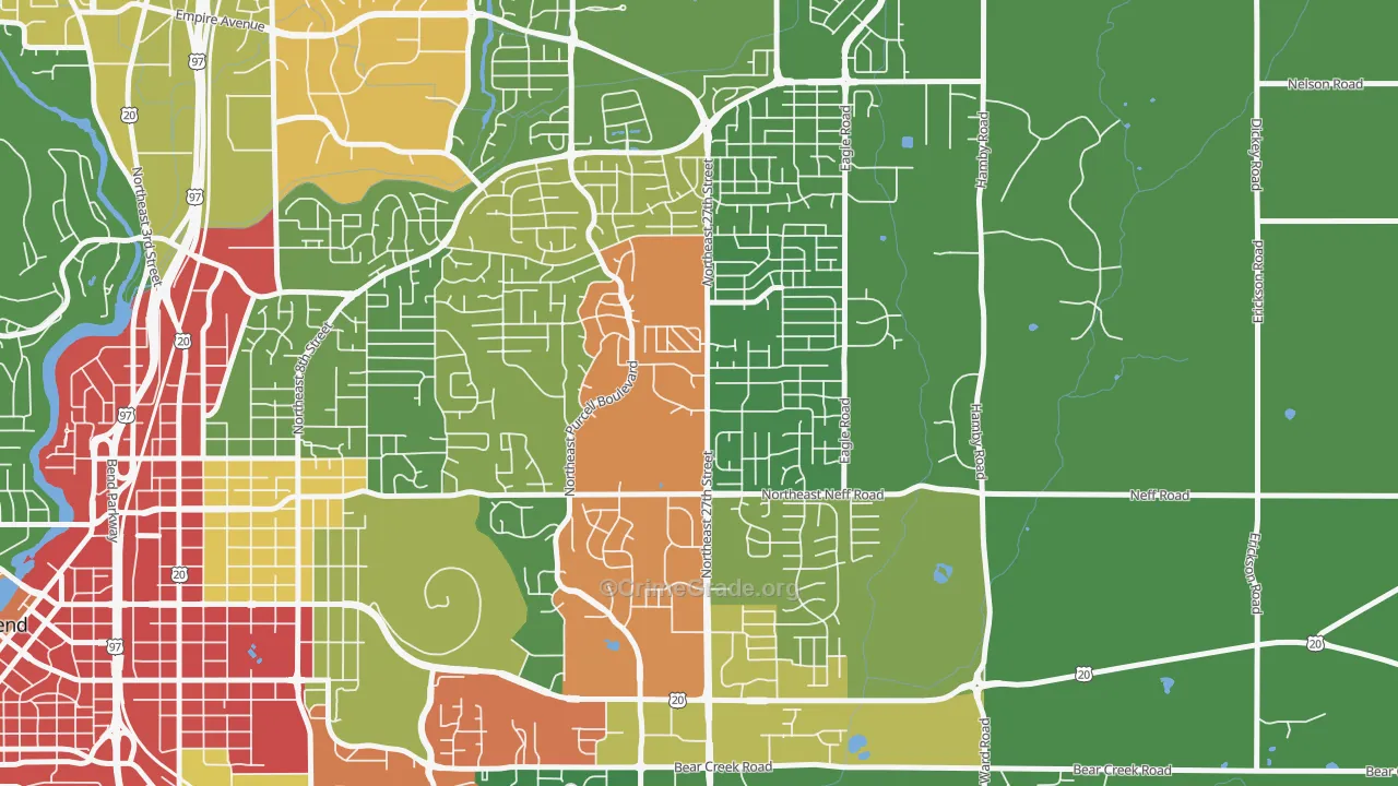 Mountain View, Bend, OR Map of Assault Rates