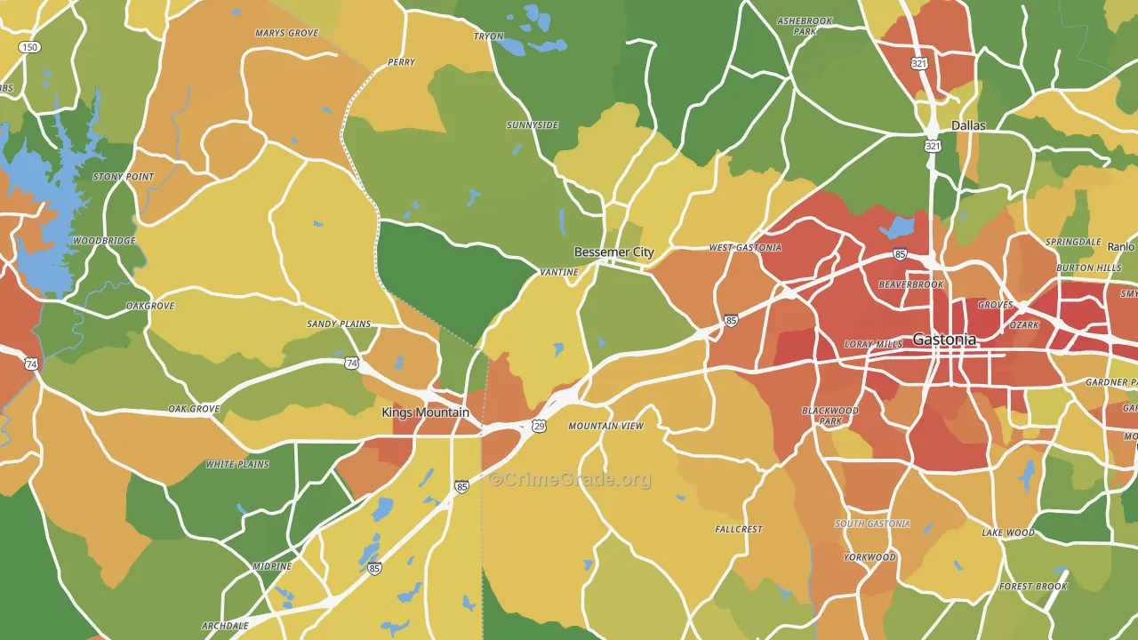 Mountain View, NC Map of Assault Rates