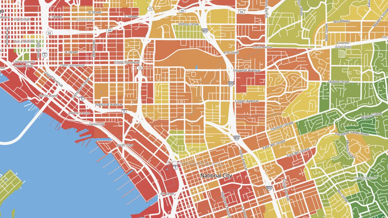 Mountain View San Diego, San Diego, CA Map of Assault Rates