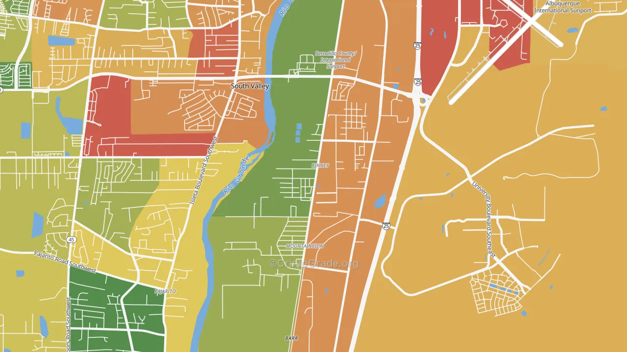 Mountain View, South Valley, NM Map of Assault Rates