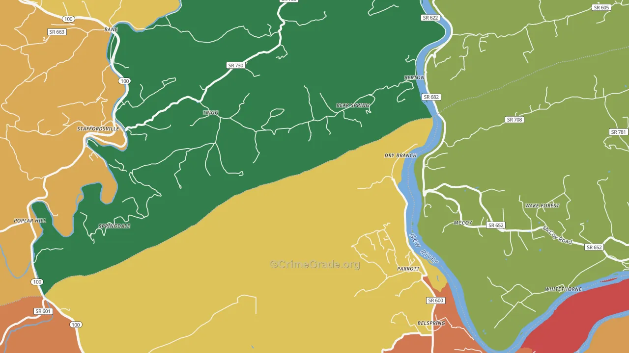 Mountain View, VA Map of Assault Rates