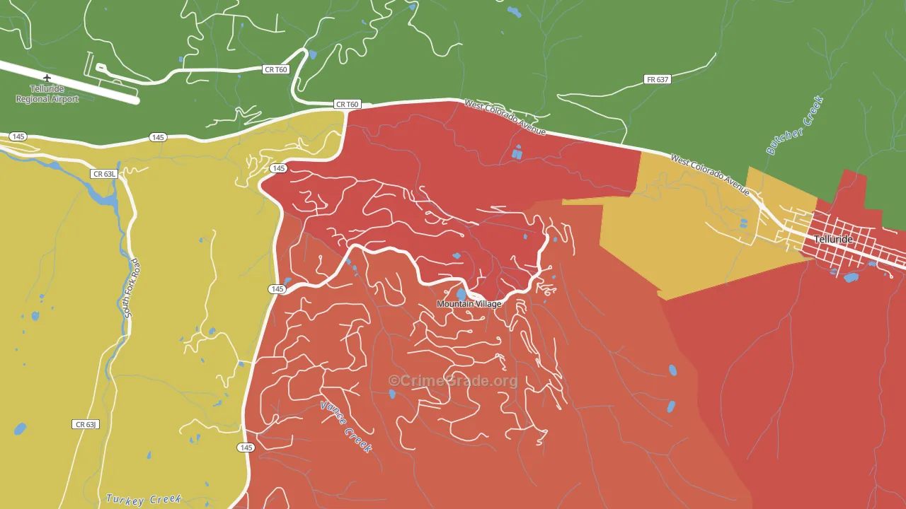 Mountain Village, CO Map of Assault Rates