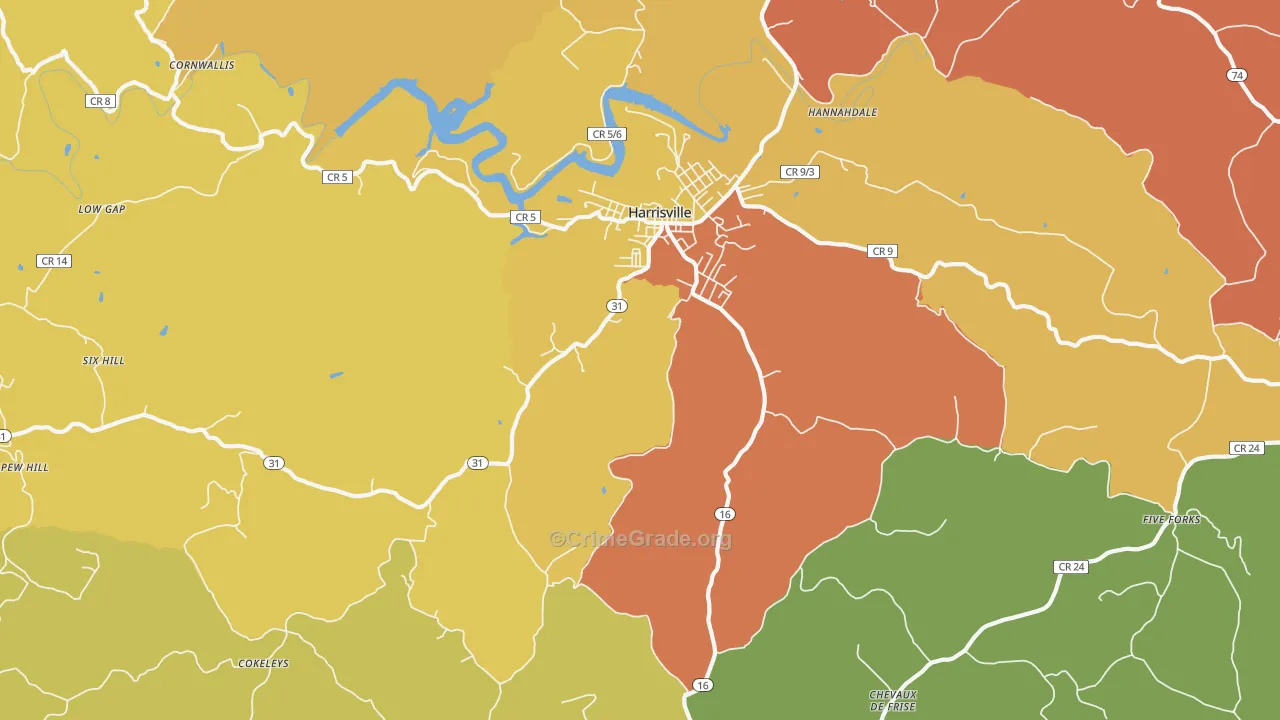 Mountain, WV Map of Assault Rates