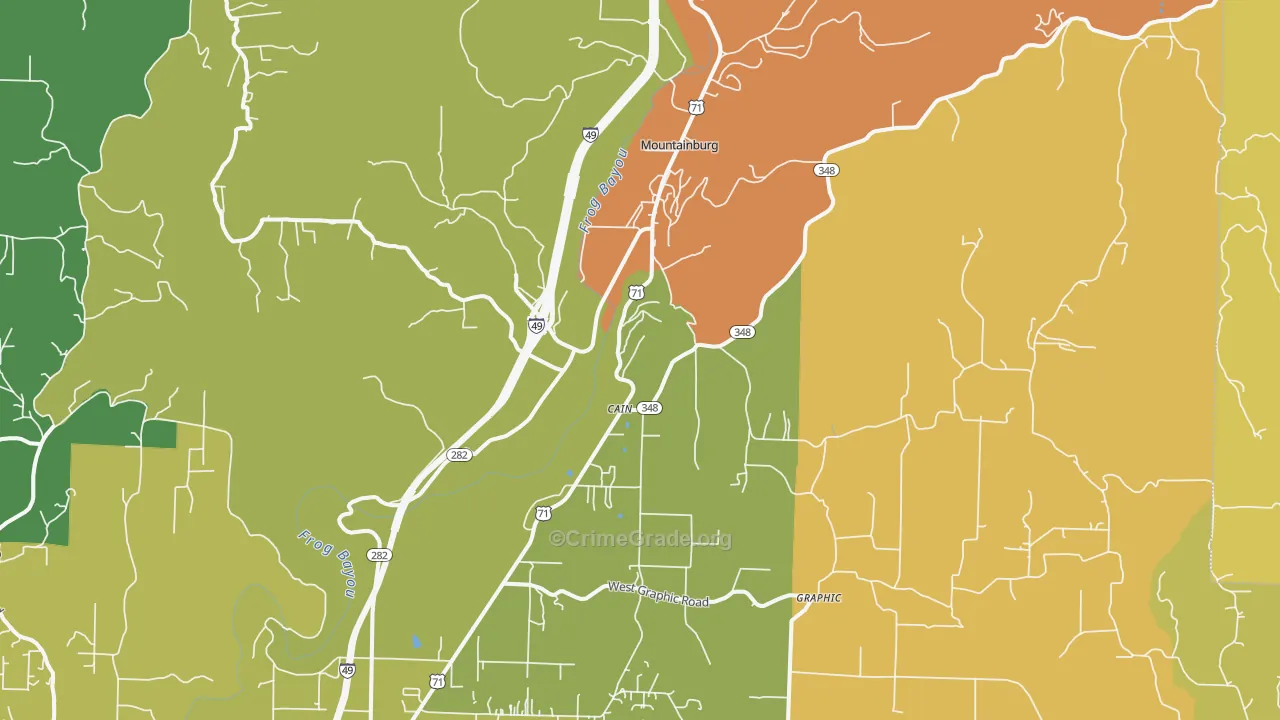 Mountainburg, AR Map of Assault Rates