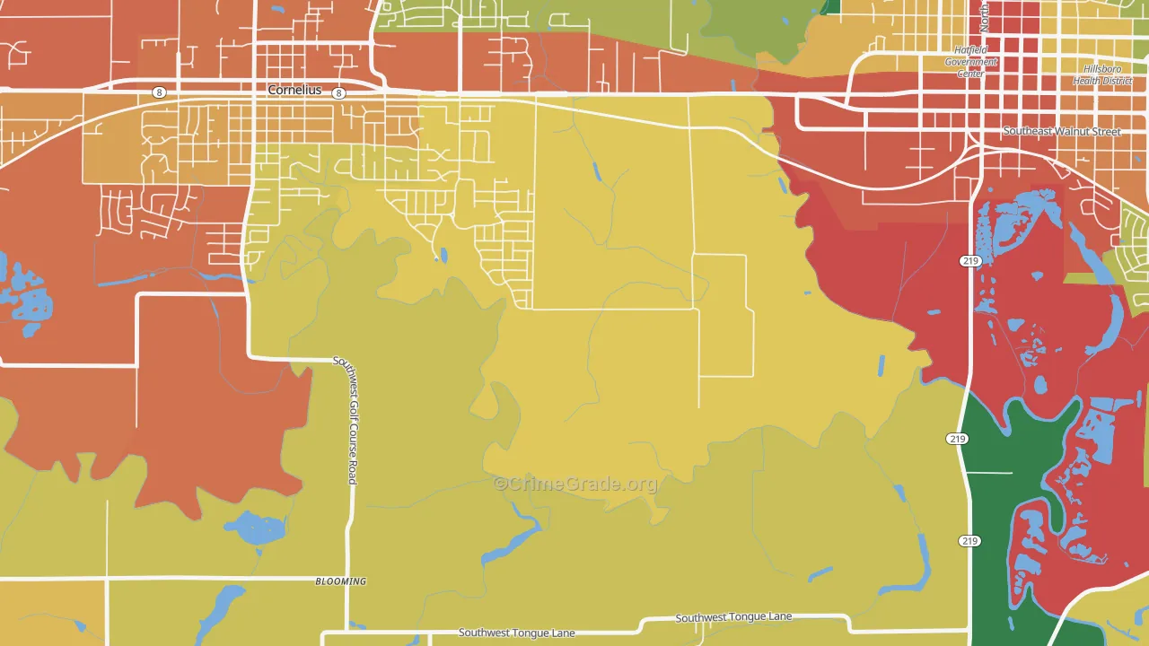 Mountaindale, OR Map of Assault Rates