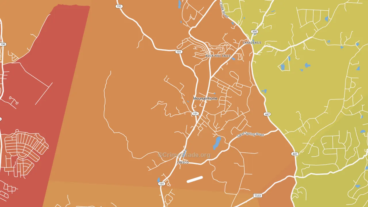 Mountainhome, PA Map of Assault Rates