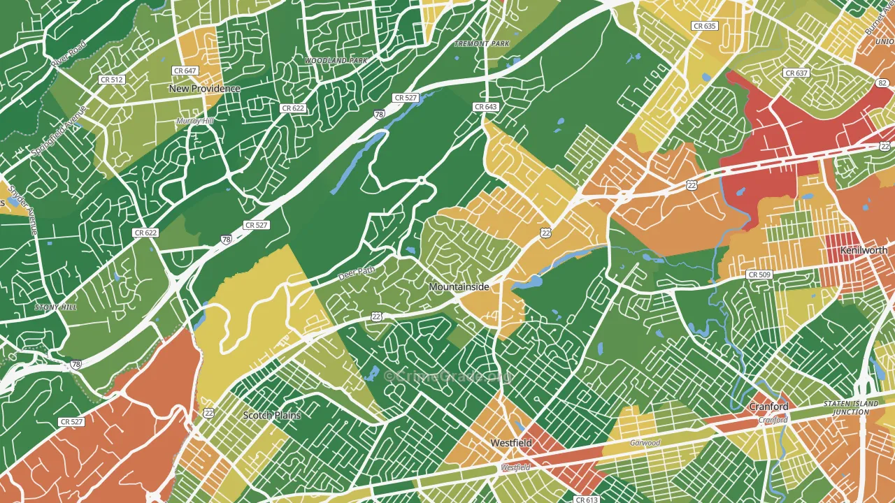 Mountainside, NJ Map of Assault Rates