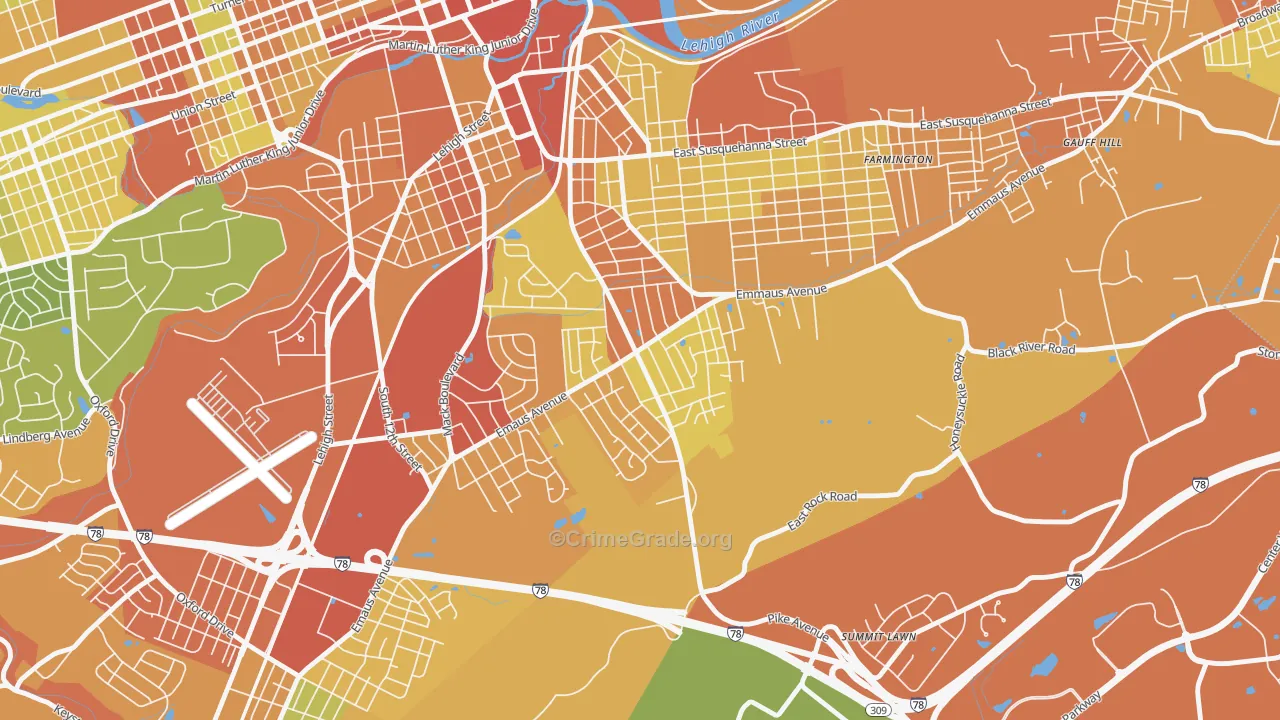 Mountainville, Allentown, PA Map of Assault Rates