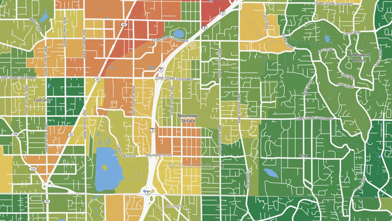 Mountlake Terrace, WA Map of Assault Rates