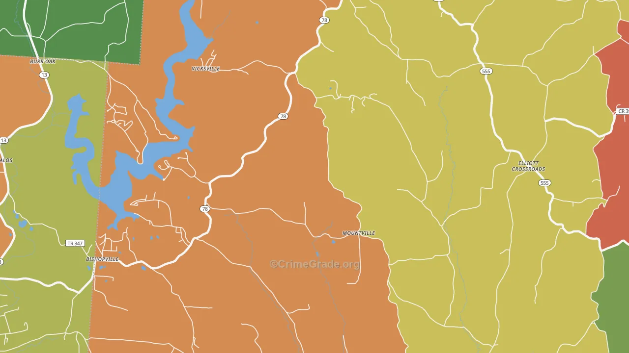 Mountville, OH Map of Assault Rates