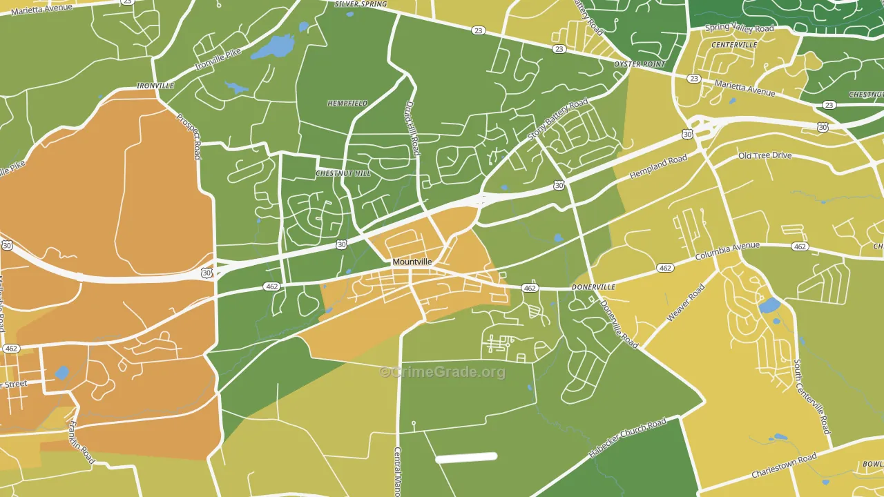 Mountville, PA Map of Assault Rates