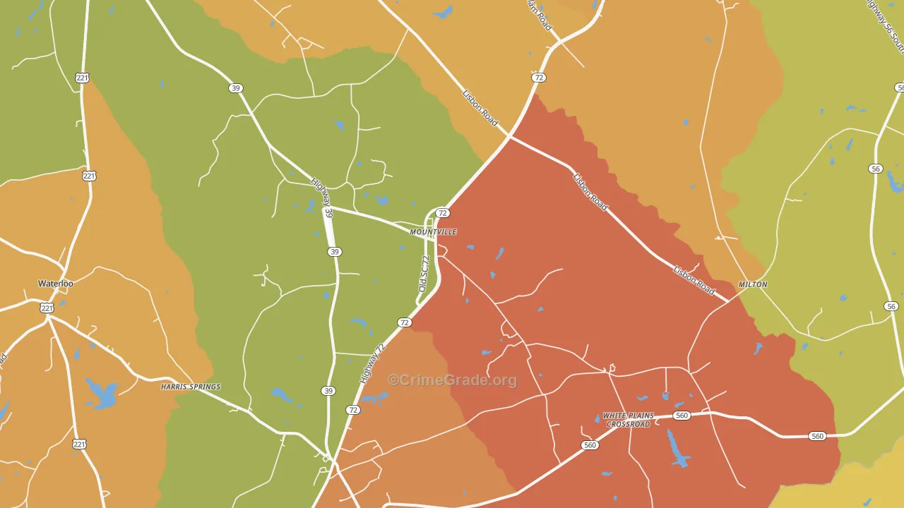 Mountville, SC Map of Assault Rates
