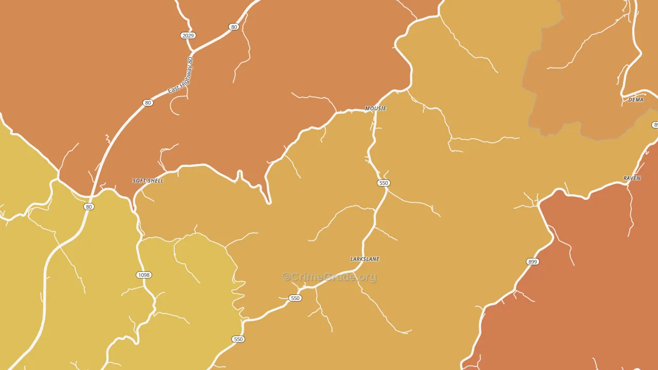 Mousie, KY Map of Assault Rates
