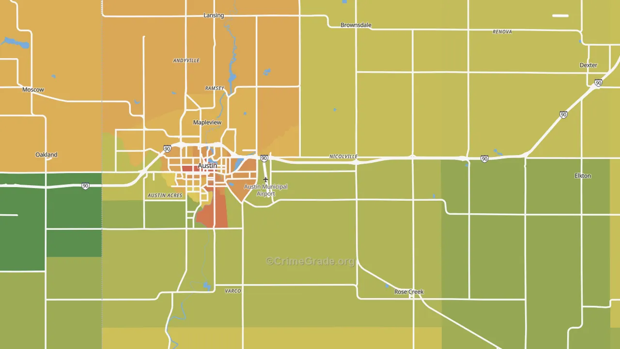 Mower County, MN Map of Assault Rates