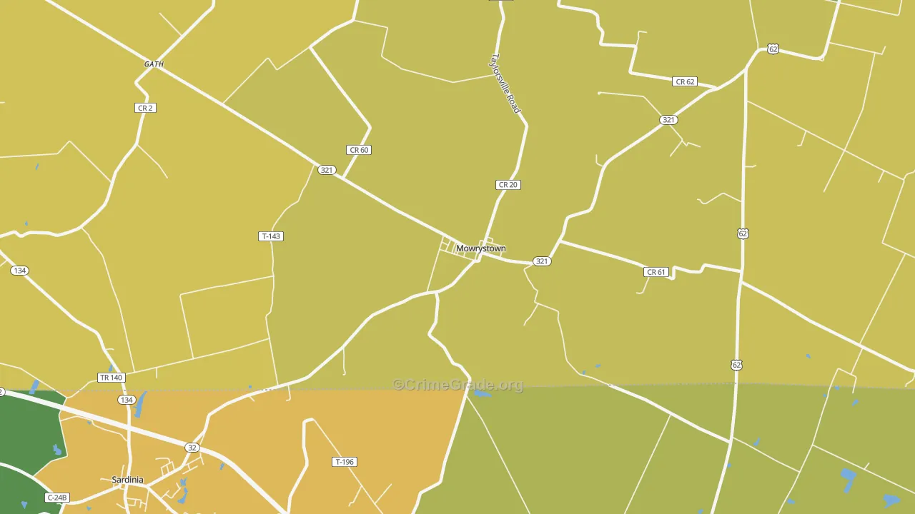 Mowrystown, OH Map of Assault Rates