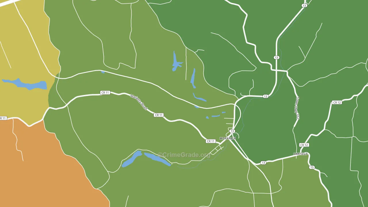 Moxahala, OH Map of Assault Rates
