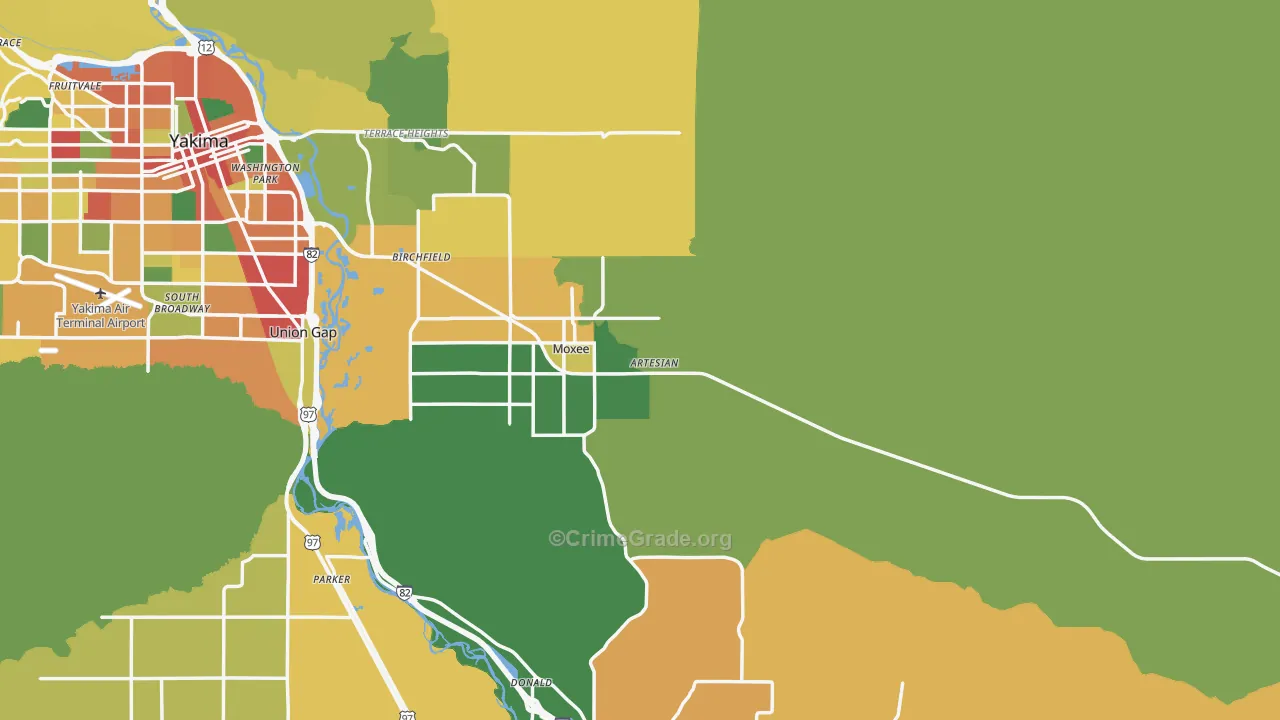 Moxee, WA Map of Assault Rates