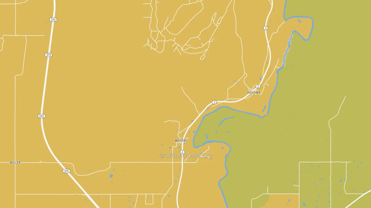 Moyers, OK Map of Assault Rates
