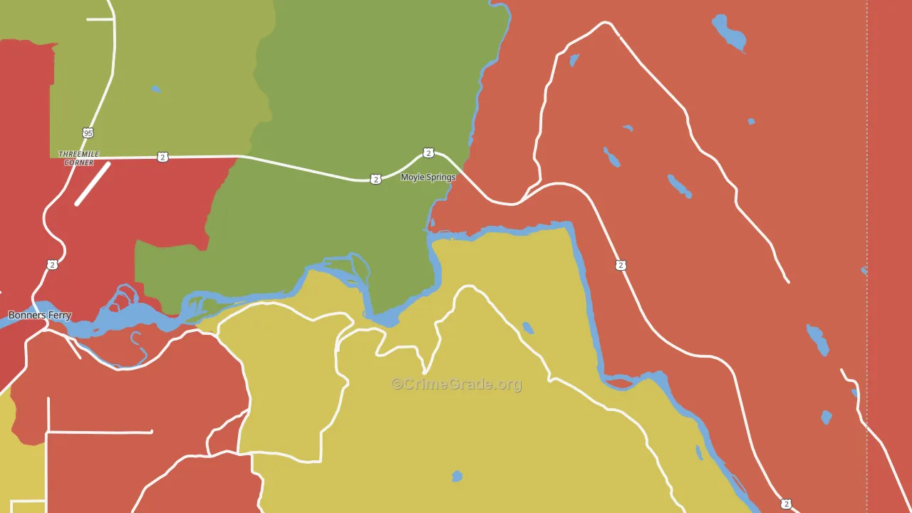 Moyie Springs, ID Map of Assault Rates