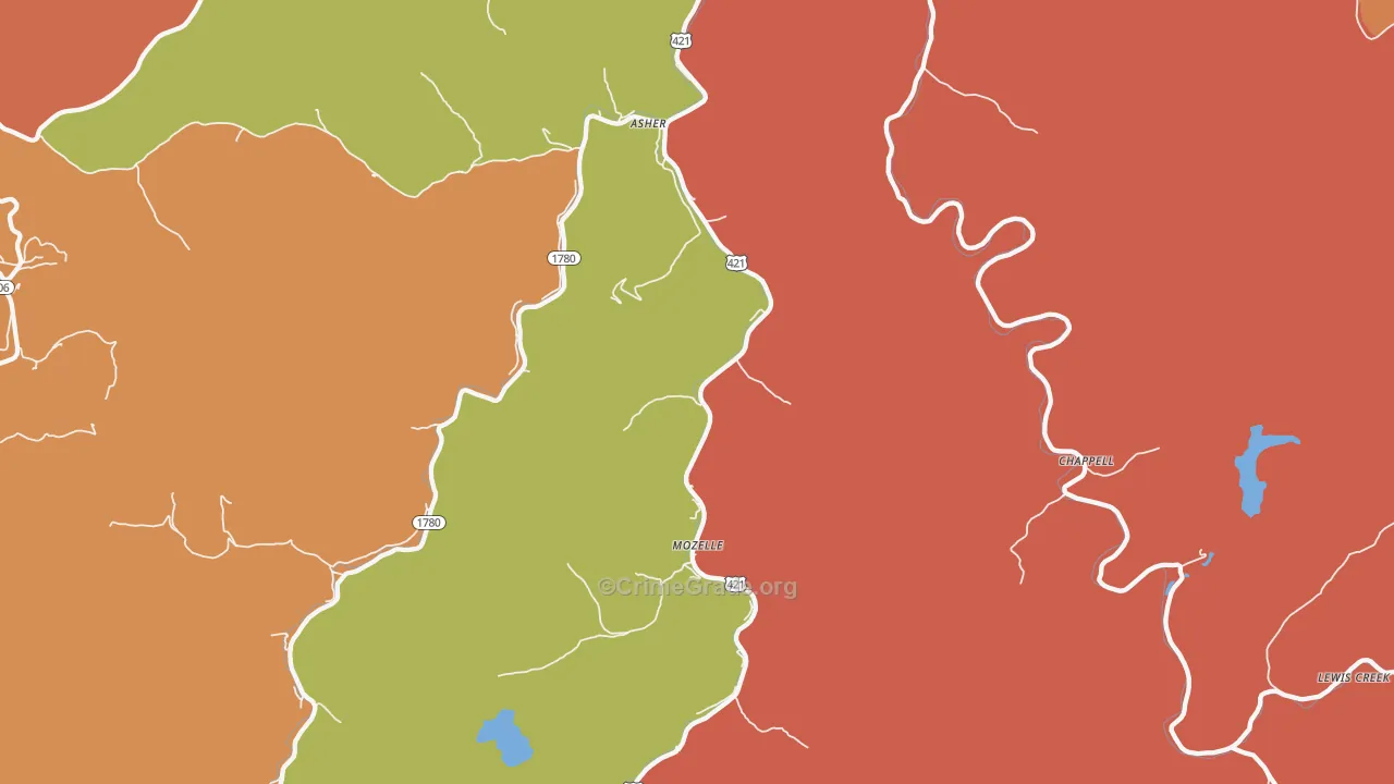 Mozelle, KY Map of Assault Rates