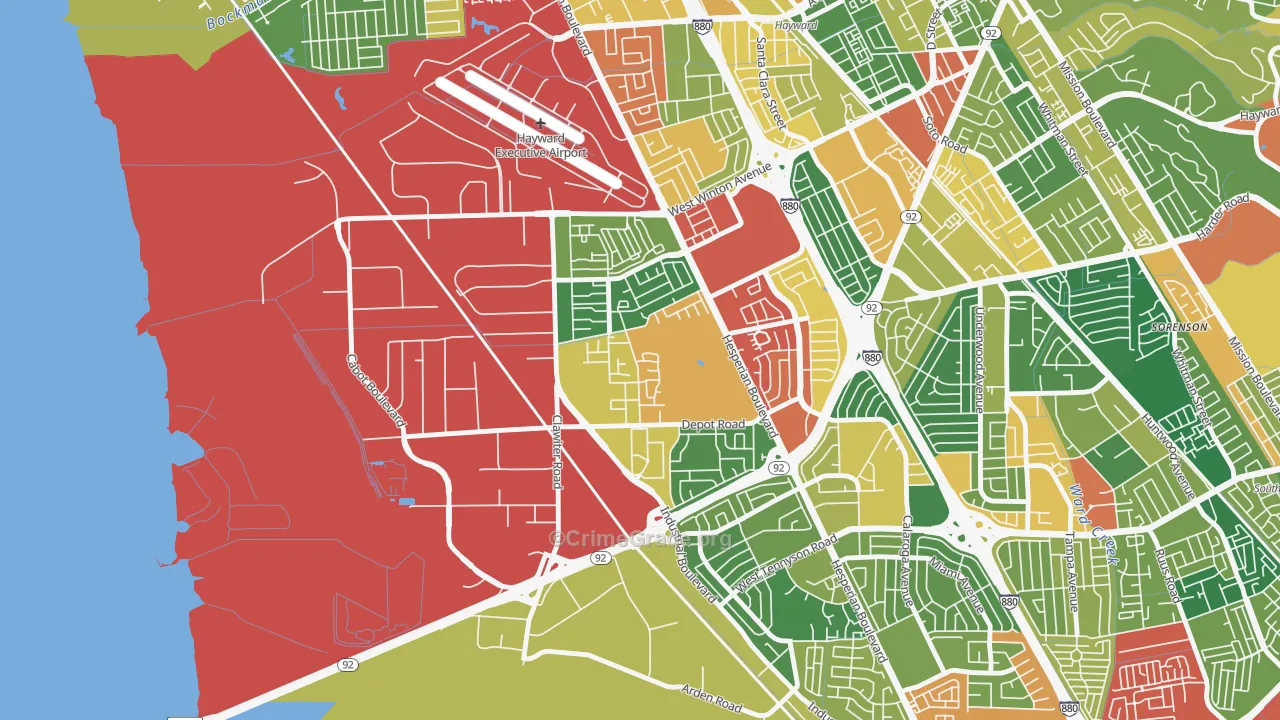 Mt Eden, Hayward, CA Map of Assault Rates