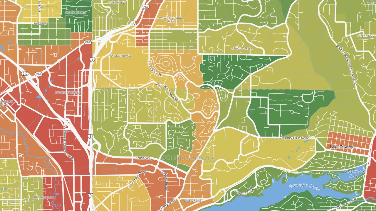 Mt. Park, Lake Oswego, OR Map of Assault Rates