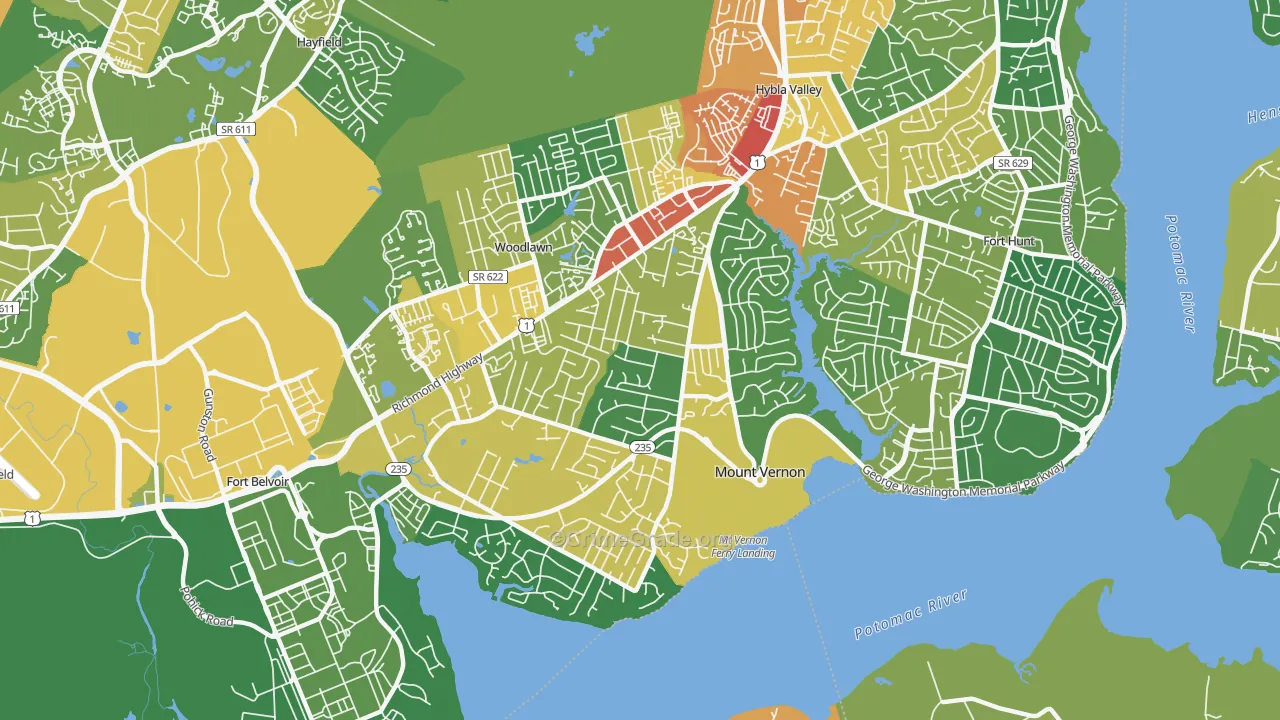 Mt Vernon, Mount Vernon, VA Map of Assault Rates