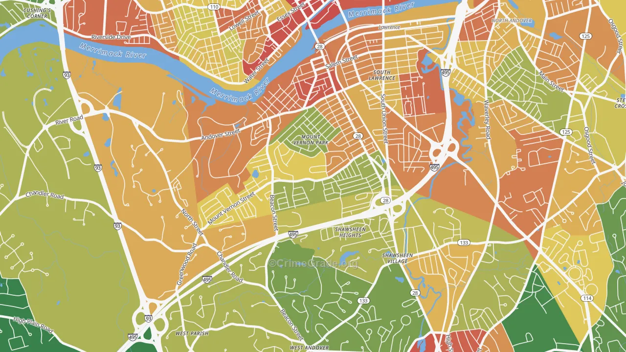 Mt Vernon Park, Lawrence, MA Map of Assault Rates
